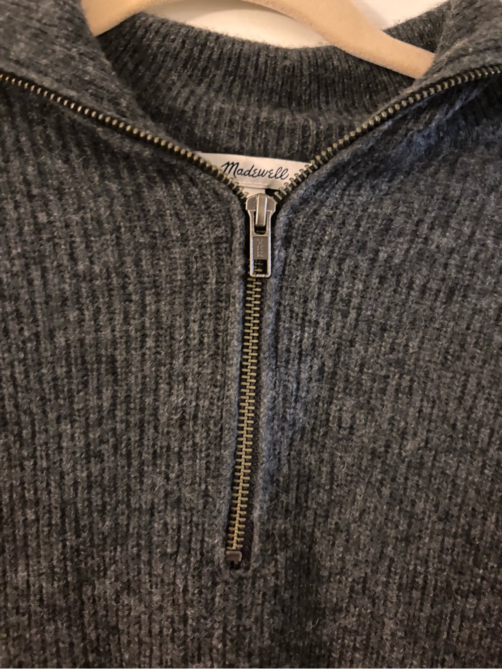Madewell Glenbrook Half Zip Wool Blend Sweater gray women’s small - Picture 4 of 7